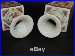 Pair Antique Vintage CHINESE Famille Rose Vases Drilled For Lamps with Parts