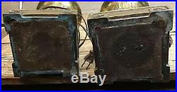 Pair Of Vintage Greek Key Spelter Metal Table Lamps As Is Parts / Repair