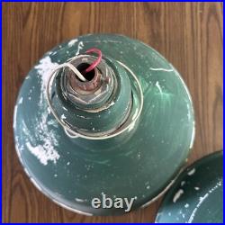 Pair (Qty2)Vtg 16 Green Porcelain Enamel Gas Station Barn Light Lamp Parts Only