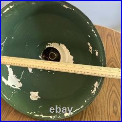 Pair (Qty2)Vtg 16 Green Porcelain Enamel Gas Station Barn Light Lamp Parts Only