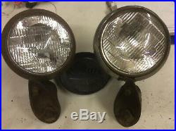 Pair Vintage Automobile Car Headlamp Headlight Lamp AS IS Hot Rod Rat Rod Bullet