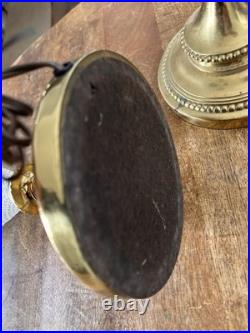 Pair Vintage Brass Rembrandt Style Cut Glass Tall Buffet Lamps Brass Fittings