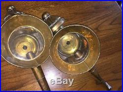 Pair Vtg Brass Kerosene Automobile Carriage Lamps 20