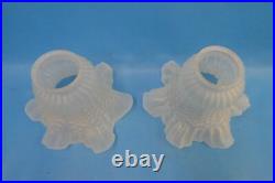 Pair of Vintage Used Frosted Glass Ceiling Fan Shades Light Sconce Parts