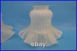 Pair of Vintage Used Frosted Glass Ceiling Fan Shades Light Sconce Parts