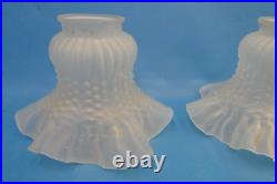 Pair of Vintage Used Frosted Glass Ceiling Fan Shades Light Sconce Parts