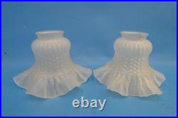 Pair of Vintage Used Frosted Glass Ceiling Fan Shades Light Sconce Parts