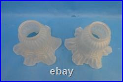 Pair of Vintage Used Frosted Glass Ceiling Fan Shades Light Sconce Parts