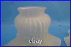 Pair of Vintage Used Frosted Glass Ceiling Fan Shades Light Sconce Parts