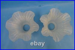 Pair of Vintage Used Frosted Glass Ceiling Fan Shades Light Sconce Parts
