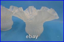 Pair of Vintage Used Frosted Glass Ceiling Fan Shades Light Sconce Parts