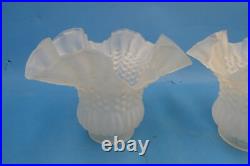 Pair of Vintage Used Frosted Glass Ceiling Fan Shades Light Sconce Parts