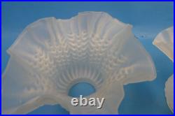 Pair of Vintage Used Frosted Glass Ceiling Fan Shades Light Sconce Parts