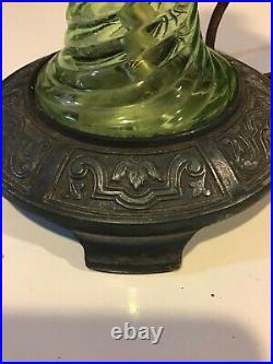 Pairpoint C6150 Lamp Antique Green Glass Lamp for Parts or Repair