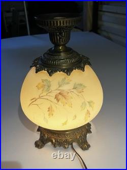 Parlor Lamp-Gone with The Wind -Hand Painted Globe- For Parts- Maple Leaves- VTG