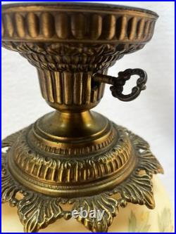 Parlor Lamp-Gone with The Wind -Hand Painted Globe- For Parts- Maple Leaves- VTG