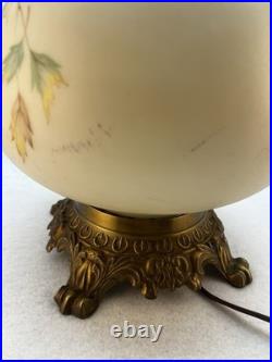 Parlor Lamp-Gone with The Wind -Hand Painted Globe- For Parts- Maple Leaves- VTG