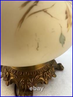 Parlor Lamp-Gone with The Wind -Hand Painted Globe- For Parts- Maple Leaves- VTG
