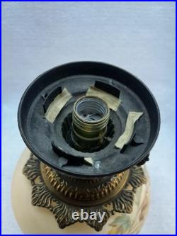 Parlor Lamp-Gone with The Wind -Hand Painted Globe- For Parts- Maple Leaves- VTG