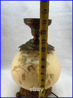 Parlor Lamp-Gone with The Wind -Hand Painted Globe- For Parts- Maple Leaves- VTG