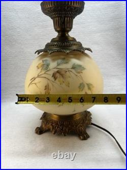 Parlor Lamp-Gone with The Wind -Hand Painted Globe- For Parts- Maple Leaves- VTG