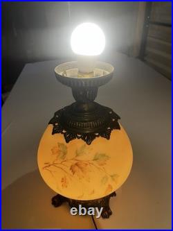 Parlor Lamp-Gone with The Wind -Hand Painted Globe- For Parts- Maple Leaves- VTG