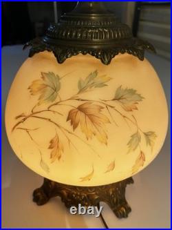Parlor Lamp-Gone with The Wind -Hand Painted Globe- For Parts- Maple Leaves- VTG