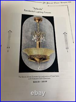 Parts -Antique Iridescent Gold Glass / Cap For Gill Glass Hanging Pendant 1938