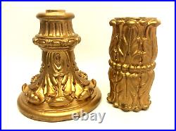 Plaster Finial Pieces Painted Gold Color Floor Lamp Parts Lighting Vintage Used