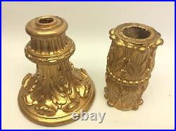 Plaster Finial Pieces Painted Gold Color Floor Lamp Parts Lighting Vintage Used