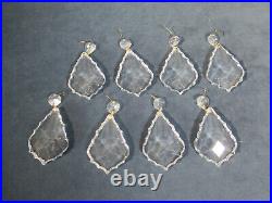Prisms Crystal Glass Pendalogue Teardrop Antique Vtg Chandelier Parts 8pcs