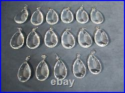 Prisms Teardrop Bead Crystal Glass Smooth Clear Large Vtg Chandelier Parts 17pcs