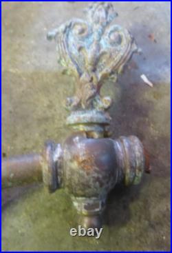 (Qty-4) Antique Gas Light Lamp Brass Arms & Burners with Shade Holders