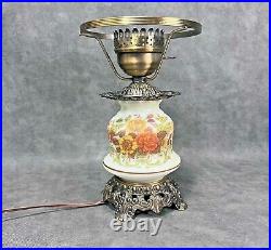 Quoizel 3-wat Switch Hurricane Lamp No. 1960-3 1/4 Rust Rose Vtg 1973 Parts Only