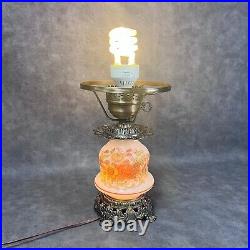 Quoizel 3-wat Switch Hurricane Lamp No. 1960-3 1/4 Rust Rose Vtg 1973 Parts Only