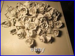 R700 Vtg Lot of 50 Porcelain Flowers Lamp Chandelier Parts White Capodimonte