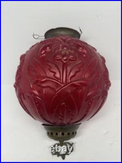 RARE Antique Pittsburgh REGAL IRIS Swag Lamp Globe Hardware For Parts Or Repair