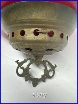 RARE Antique Pittsburgh REGAL IRIS Swag Lamp Globe Hardware For Parts Or Repair