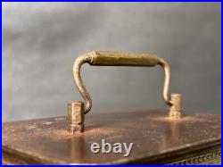 Rare Old Vintage Handmade Brass Work Rustic Iron Carriag Clock Case Frame Parts