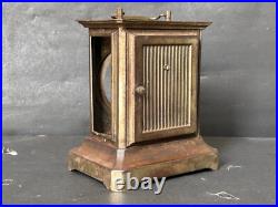 Rare Old Vintage Handmade Brass Work Rustic Iron Carriag Clock Case Frame Parts
