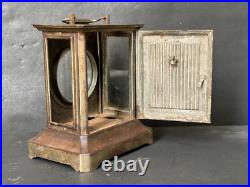 Rare Old Vintage Handmade Brass Work Rustic Iron Carriag Clock Case Frame Parts