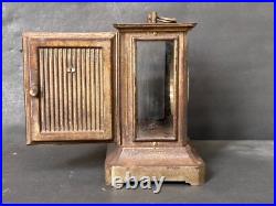 Rare Old Vintage Handmade Brass Work Rustic Iron Carriag Clock Case Frame Parts