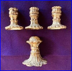 SET 4 Collectible antique vintage Lighting lamp parts gold gilt Cast metal