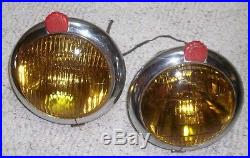 S & W Lamp Co. No. 670 Lot Of 2 Amber Fog Lamps 6 Volt Original Vintage