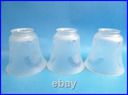 Set 3 Vintage Christmas Bow Frosted Glass Decorative Ceiling Light Shades Parts