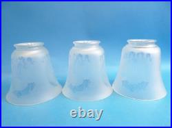 Set 3 Vintage Christmas Bow Frosted Glass Decorative Ceiling Light Shades Parts