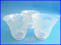 Set 3 Vintage Christmas Bow Frosted Glass Decorative Ceiling Light Shades Parts