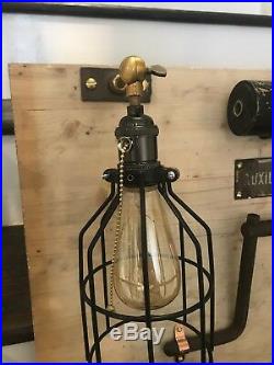 SteamPunk Unfinished Lamp Project Antique Vtg American Gauge Brass Iron Parts