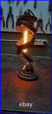 Steampunk table lamp from Soviet car gearbox spare parts