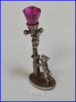 Sterling Silver LAMP POST Charm DOG & CAT VERY RARE DETAIL VINTAGE